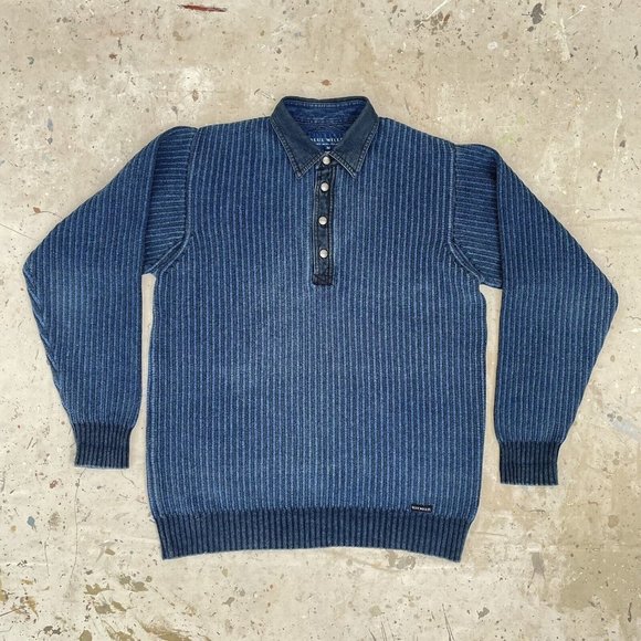 Blue Willi’s Other - Blue Willi’s Denmark Indigo Dyed Cotton Ribbed Knit Sweater Men’s M
